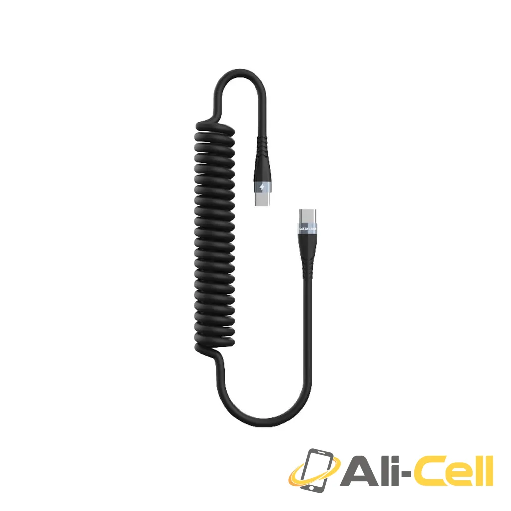 Green Lion 60W TPU Spring Cable USB-C to USB-C Cable 1.8 Meter - Black