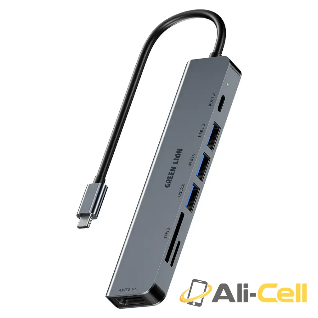 Green Lion 7-in-1 USB-C Hub - Gray