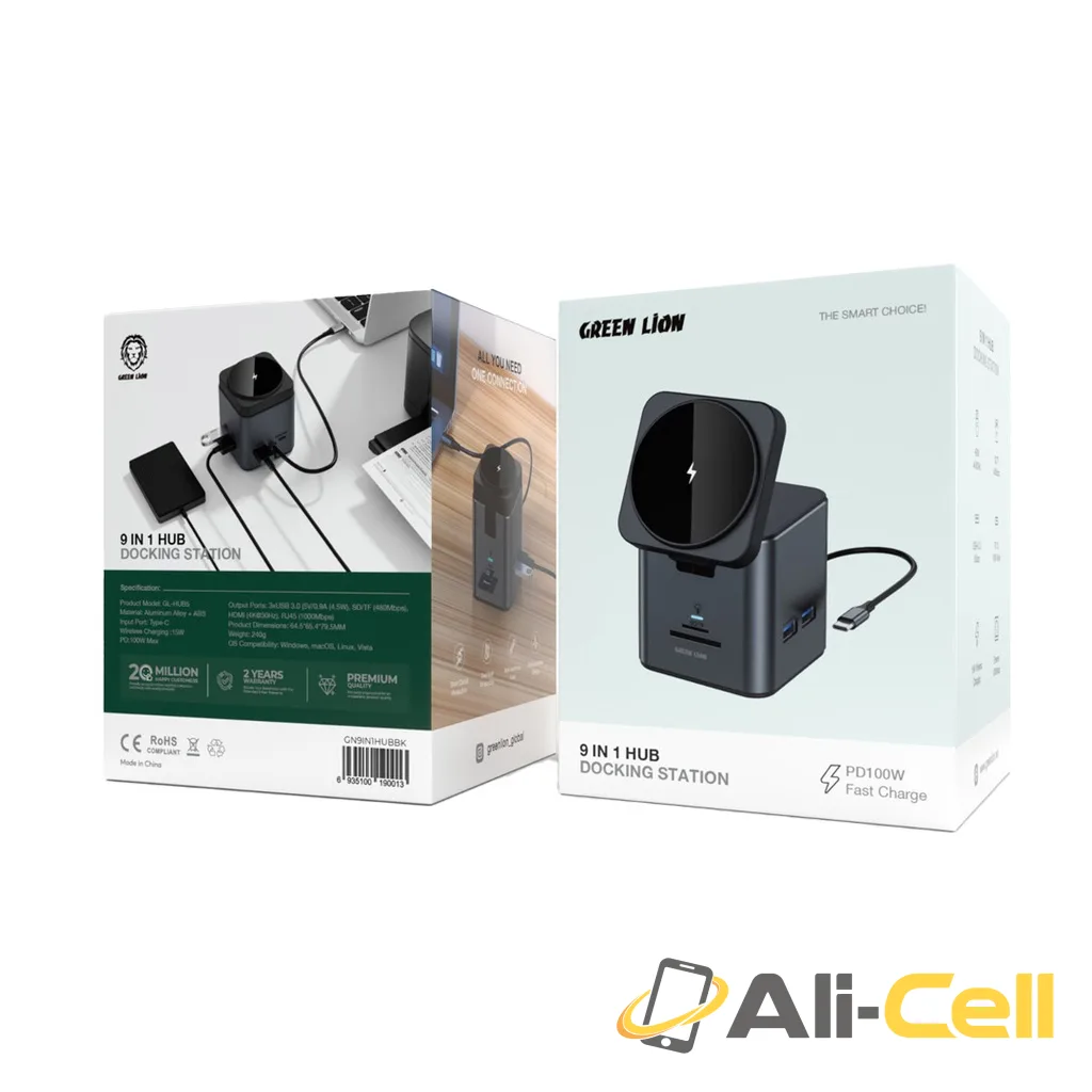Green Lion 9 In 1 Hub Docking Station - Black — 2