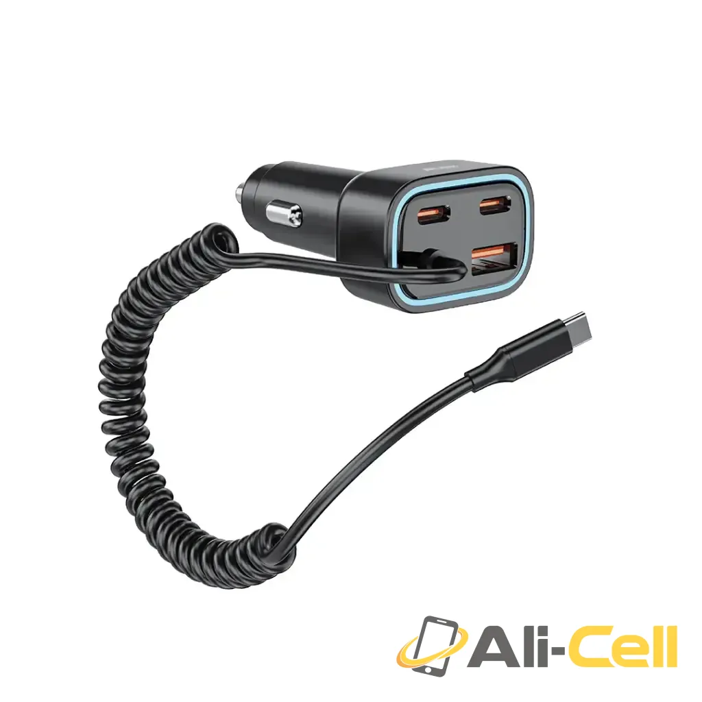 Green Lion 90W Car Charger with Dual PD & Built-In USB-C Cable & USB-A - Grey — 2