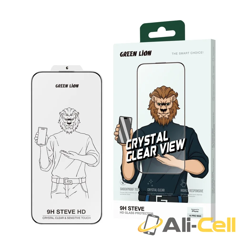 Green Lion 9H Steve HD Glass Protector - Black Edge/Clear — 2