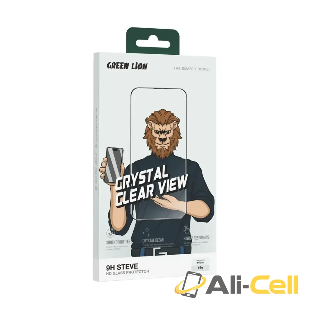 Green Lion 9H Steve HD for iPhone 16e - Clear — 3