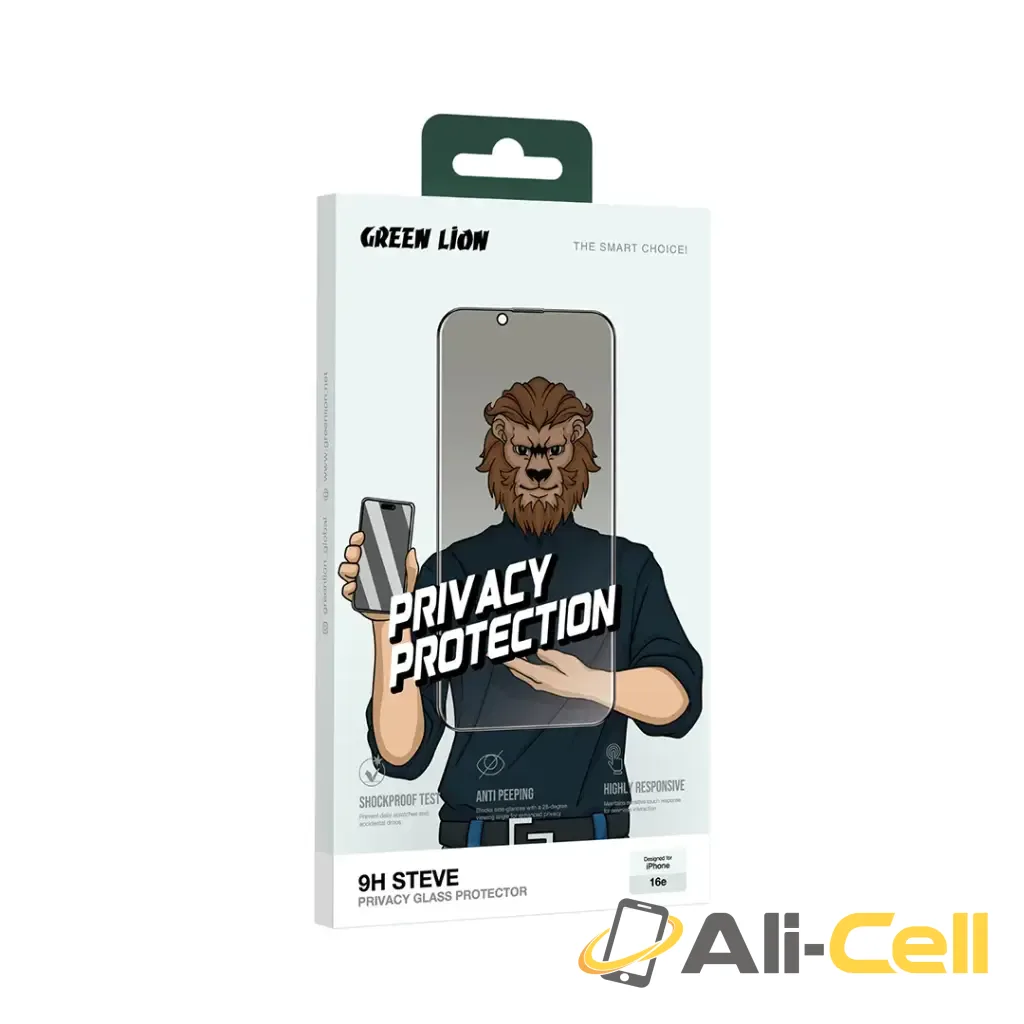 Green Lion 9H Steve Privacy HD for iPhone 16e - Black — 3