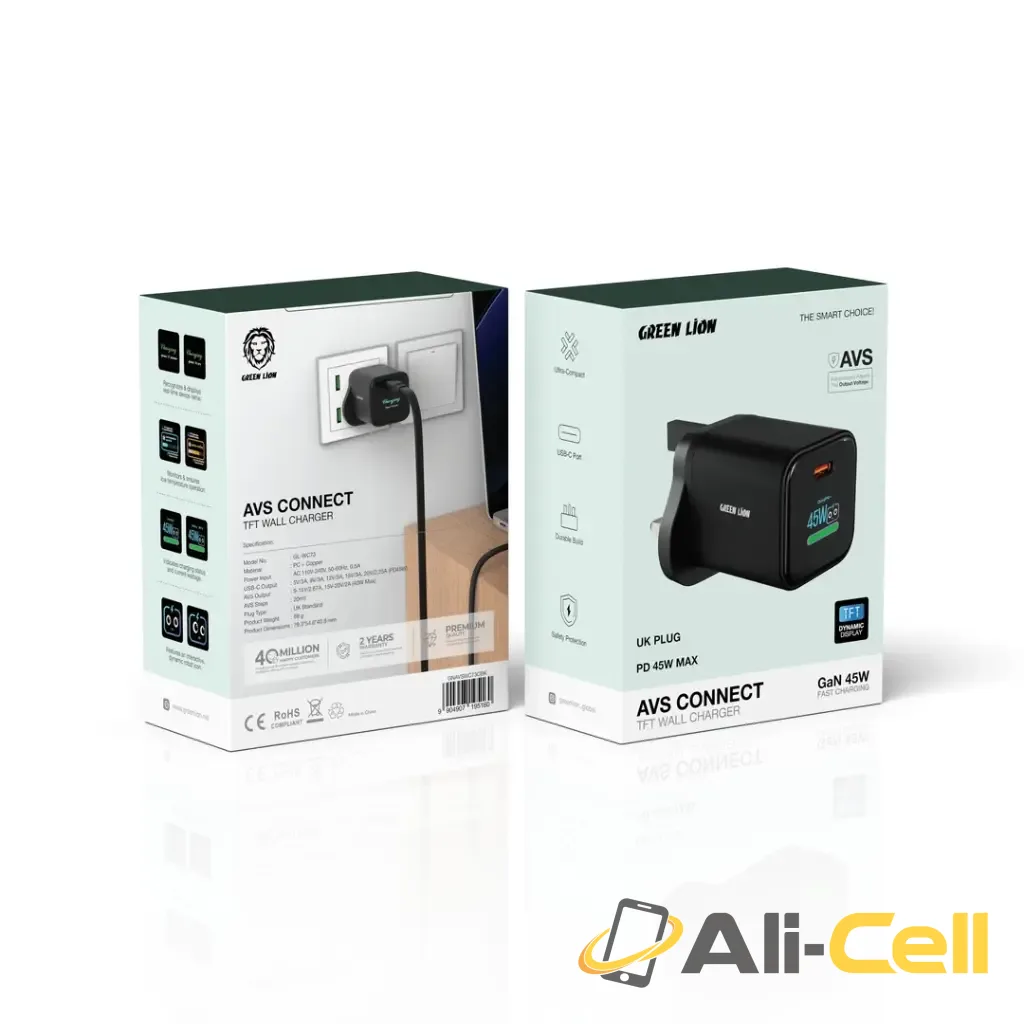 Green Lion AVS Connect TFT Wall Charger 45W - Black — 2