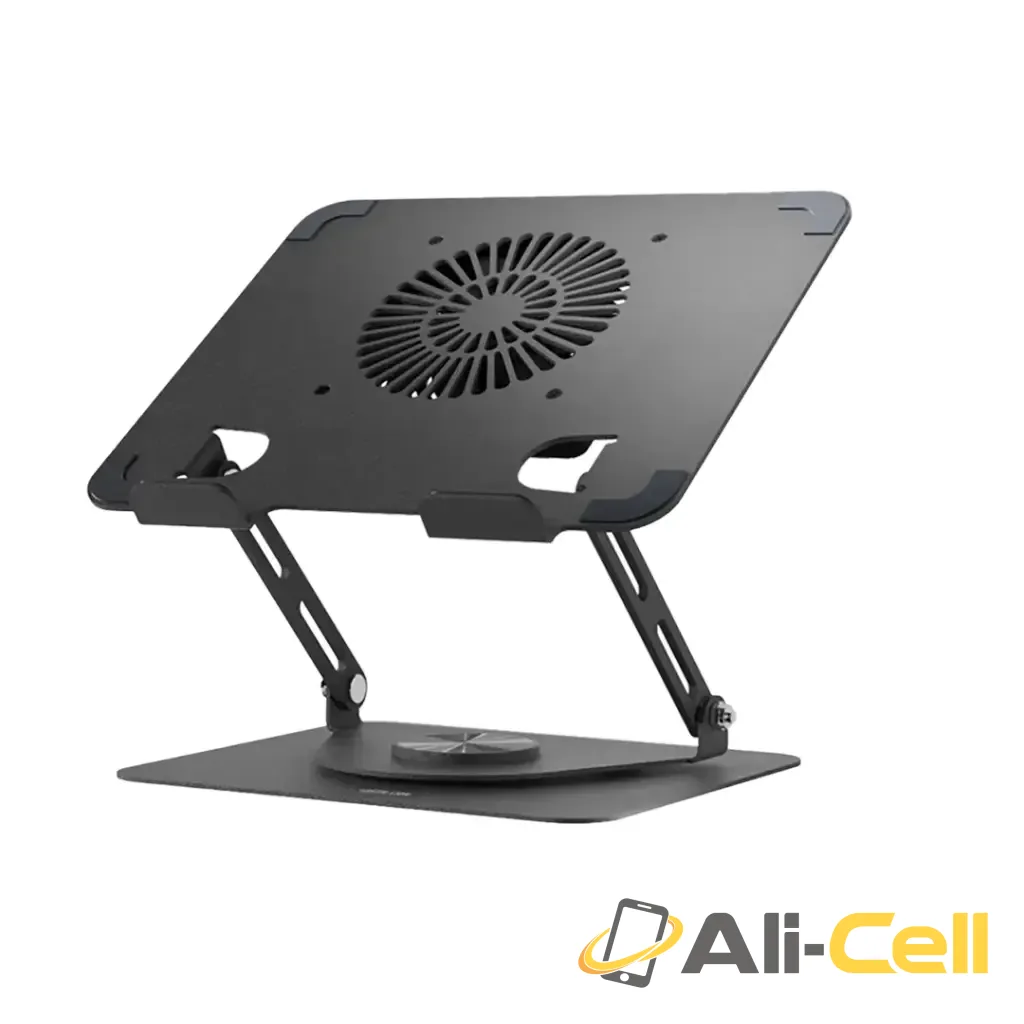 Green Lion Adjustable Laptop Stand with Cooling Fan - Black