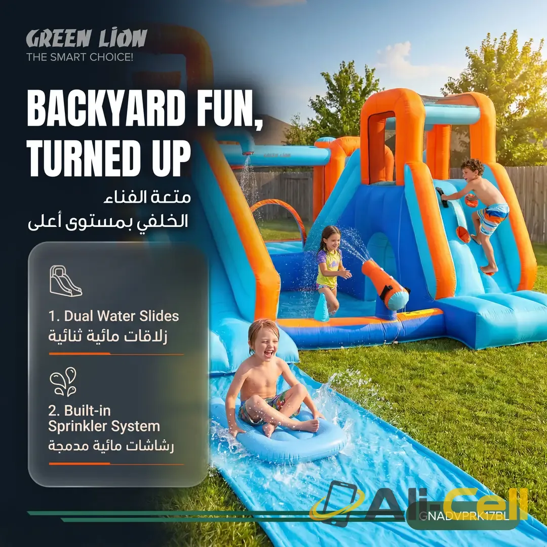 Green Lion Adventure Park GIP-17 Inflatable Bounce House - Blue — 3