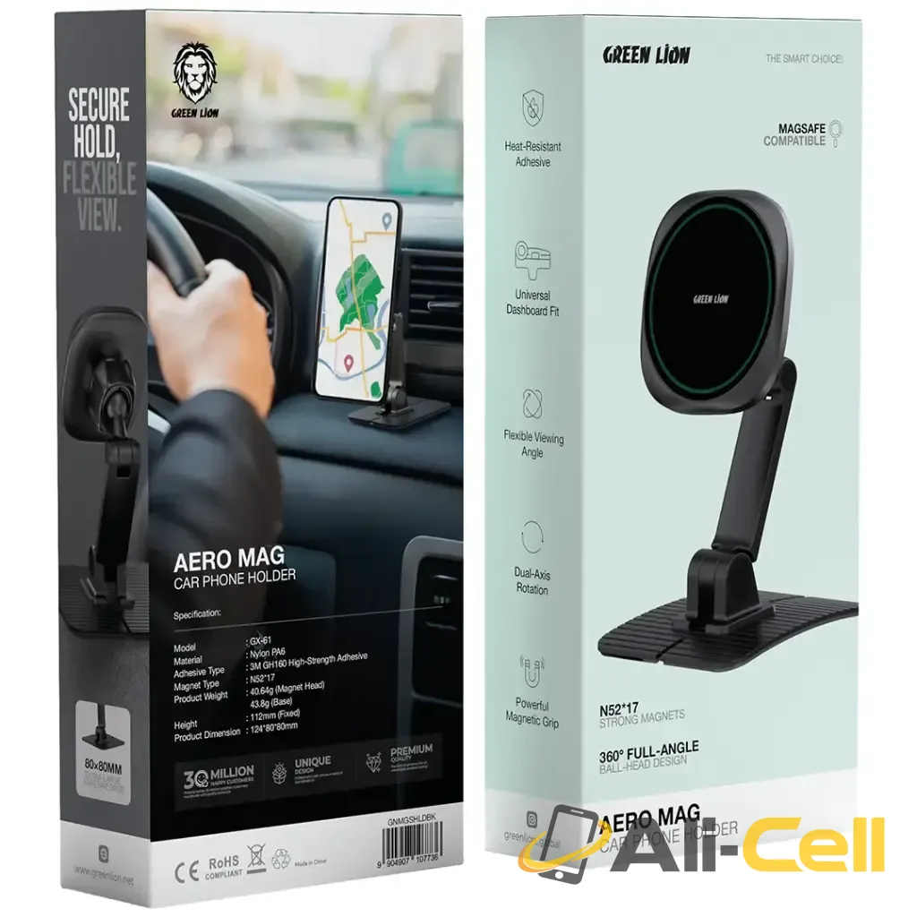 Green Lion Aero Mag Car Phone Holder - Black — 2