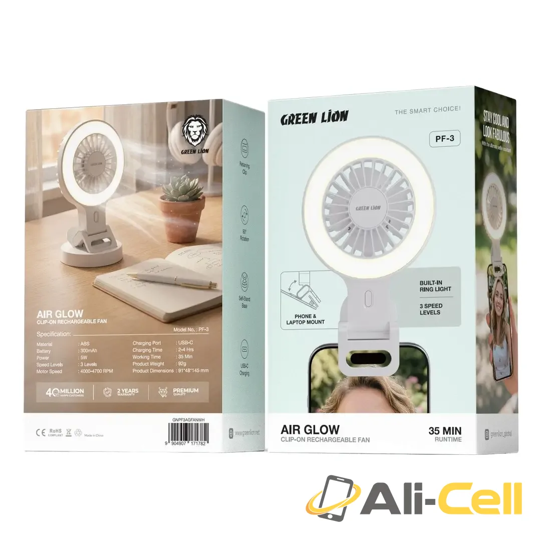 Green Lion Air Glow Clip-On Rechargeable Fan — 3