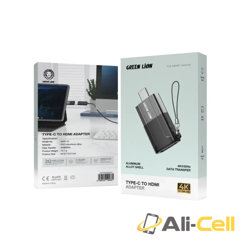 Green Lion Aluminum Alloy Shell Type C to HDMI Adapter - Black — 2