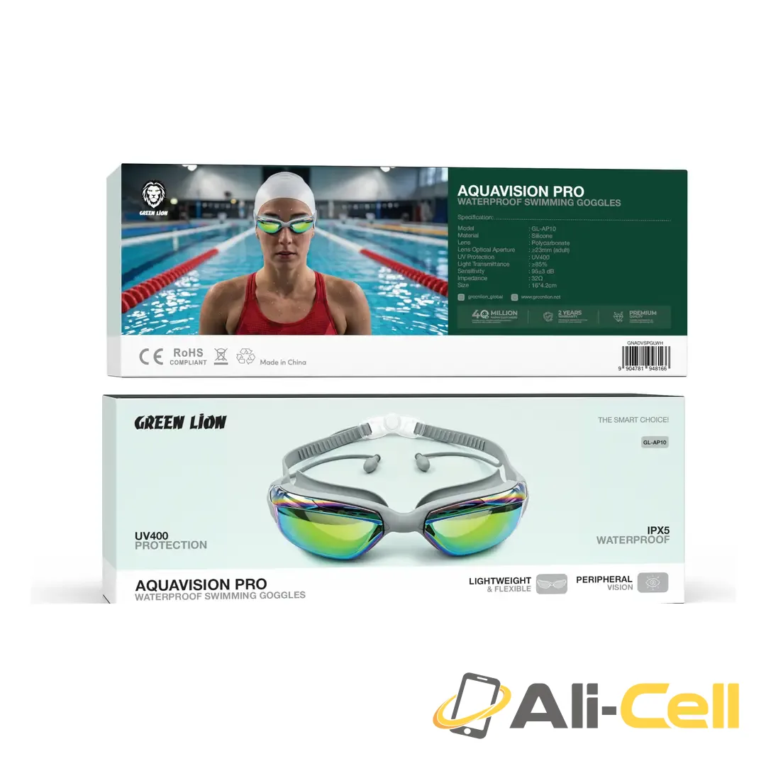 Green Lion AquaVision Pro Waterproof Swimming Goggles - Gray — 2