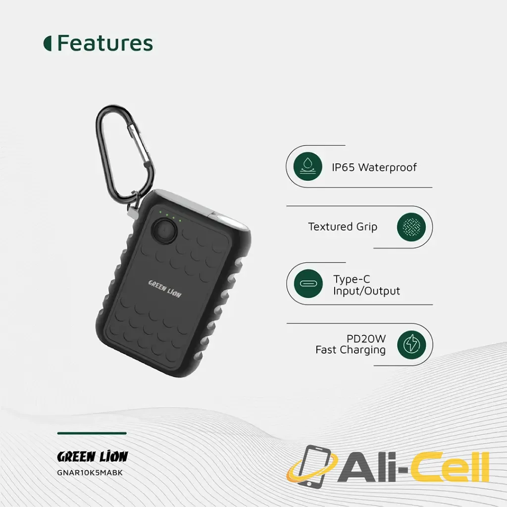 Green Lion Armor 10050mAh Power Bank PD 20W - Black — 3