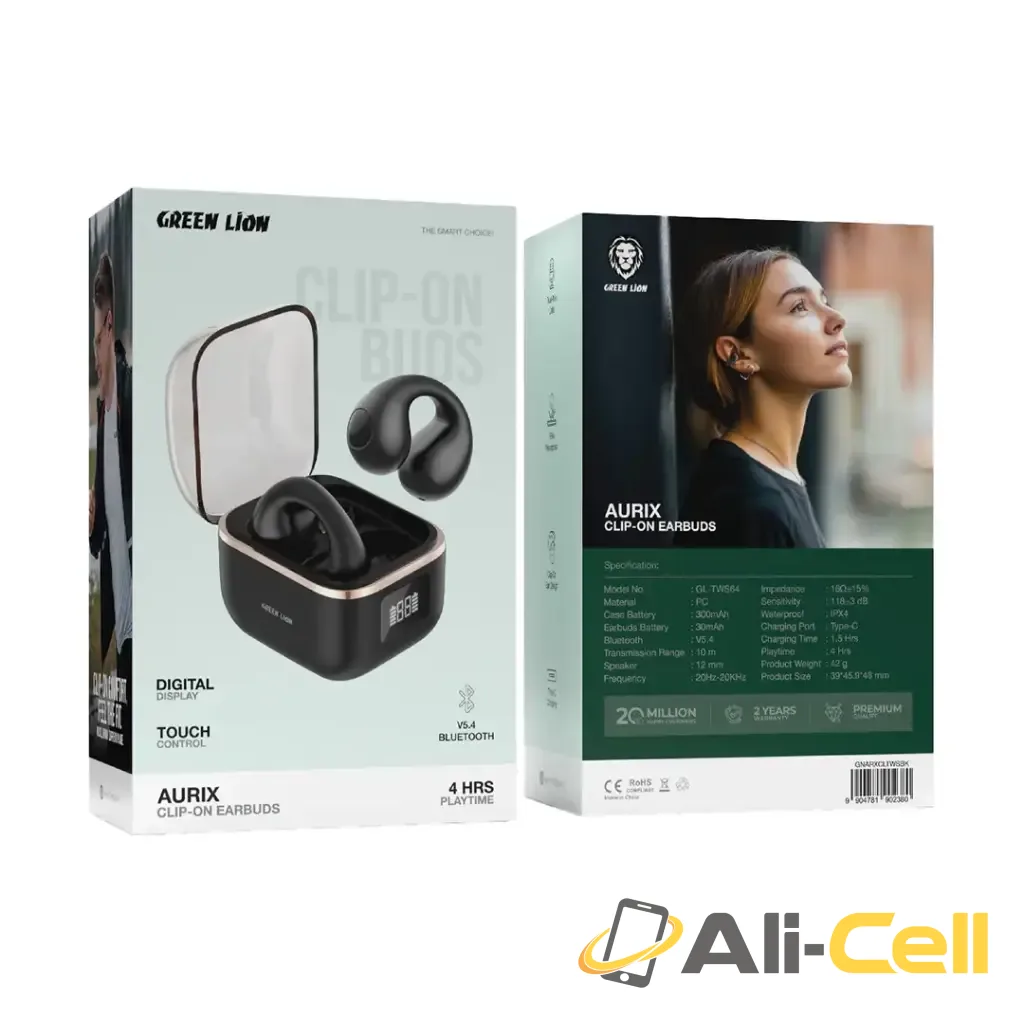 Green Lion Aurix Clip On Earbuds - Black — 3