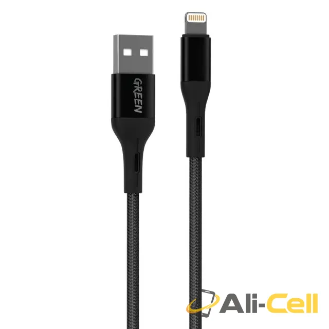 Green Lion Braided Lightning Cable 3m 2A - Black