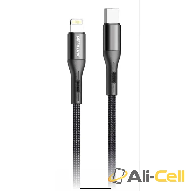 Green Lion Braided Type-C to Lightning Cable 2M 20W - Black