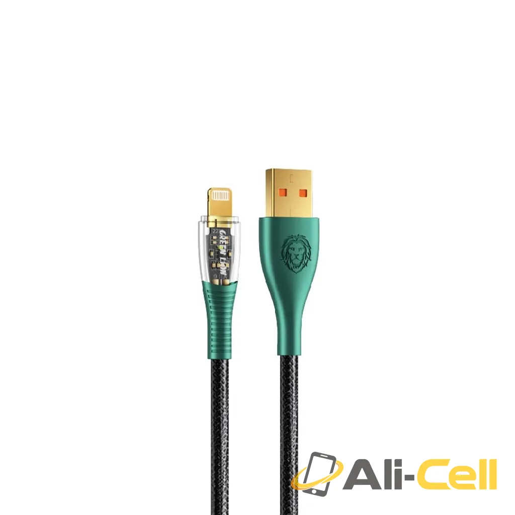 Green Lion Braided USB-A to Lightning Transparent Cable 1M - Black