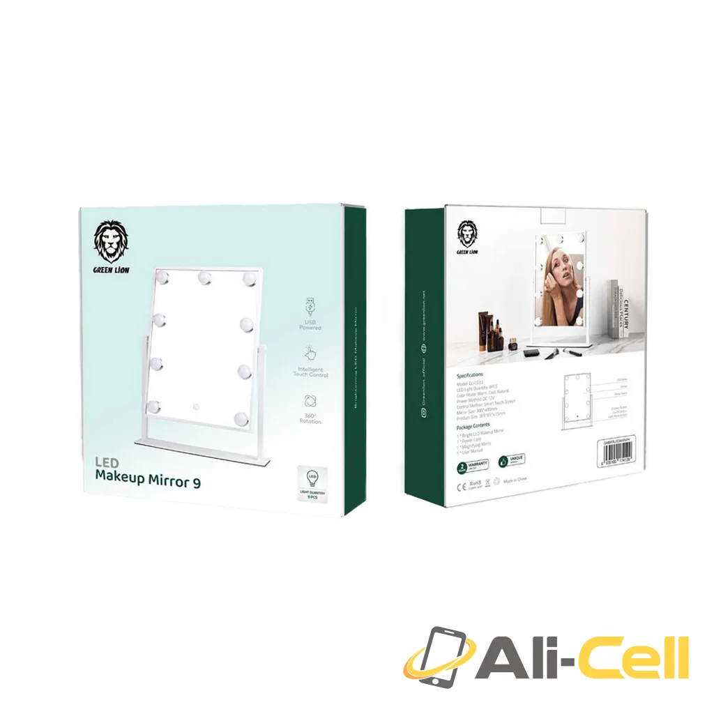 Green Lion Brightening 9 Led Makeup Mirror - White — 2