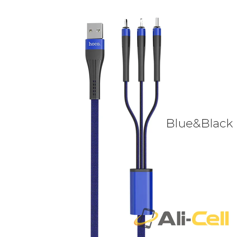 Cable USB to Lightning Micro-USB Type-C «U39 Slender» charging wire (1.2m)