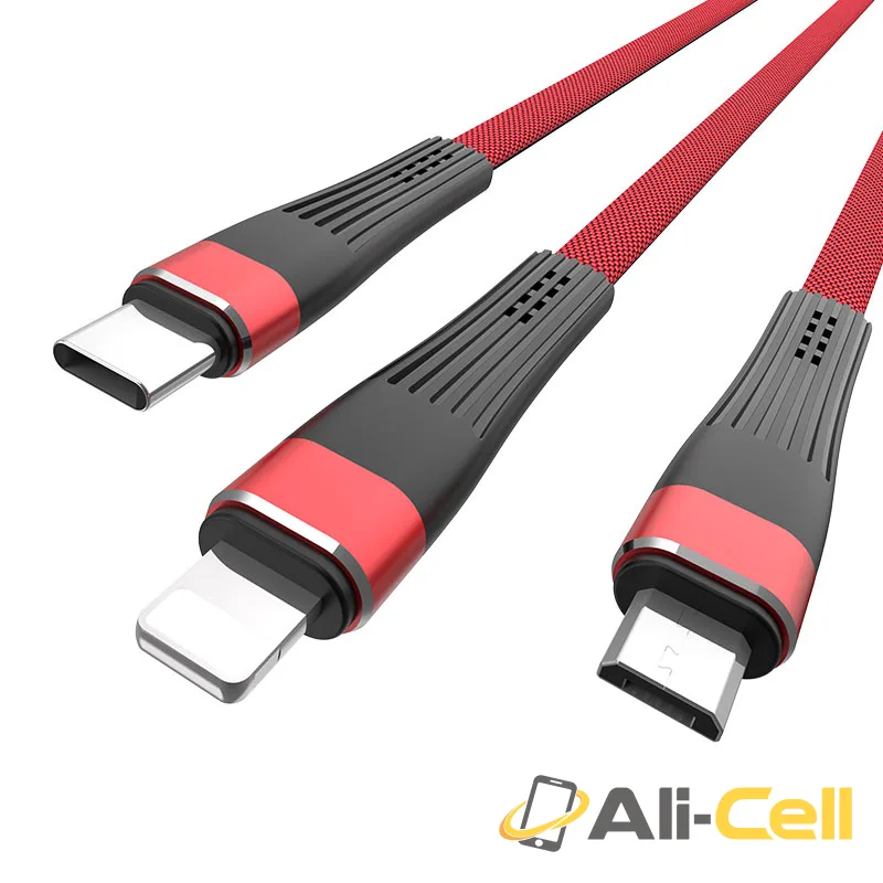 Cable USB to Lightning Micro-USB Type-C «U39 Slender» charging wire (1.2m) — 2