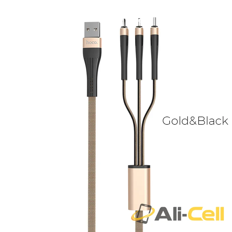 Cable USB to Lightning Micro-USB Type-C «U39 Slender» charging wire (1.2m)