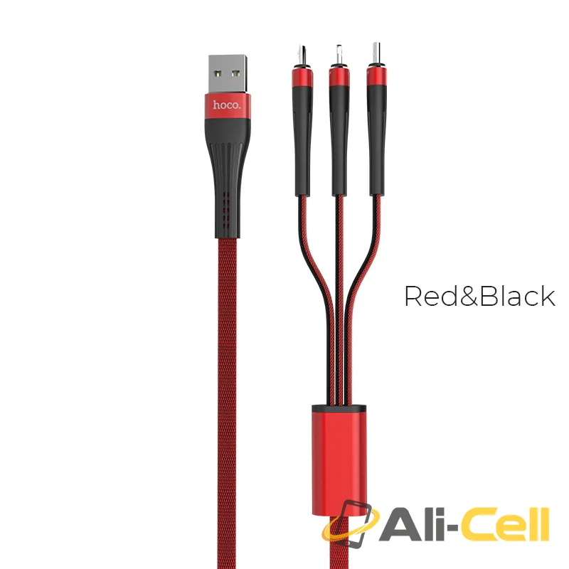 Cable USB to Lightning Micro-USB Type-C «U39 Slender» charging wire (1.2m)