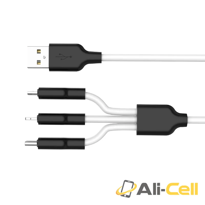 Cable USB to Lightning Micro-USB Type-C «X21 Silicone» charging wire (1.2m) — 5
