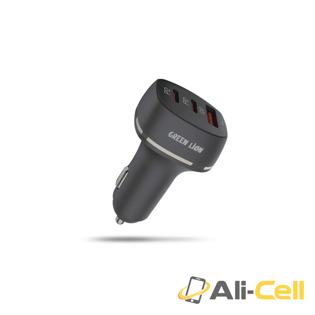 Green Lion Car Charger QC+PD+PD 50W with TC-lPH Data cable1m Black/Orange — 2