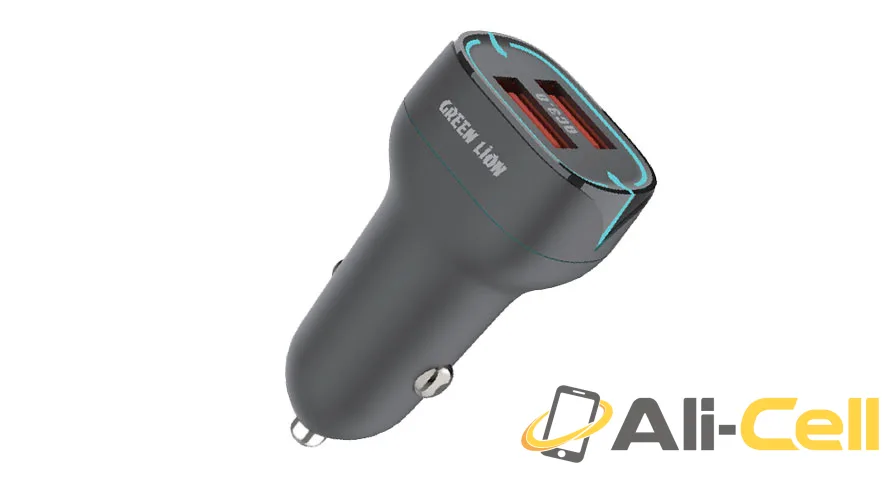 Green Lion Car Charger QC18w+QC 18w Total 36w USB-Type c cable 1m Black/Orange