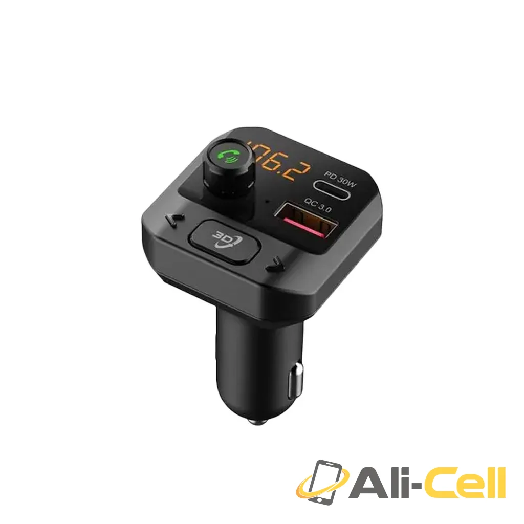 Green Lion Car FM Transmitter with 3D Surround Sound PD 30W & QC 3.0 - Black