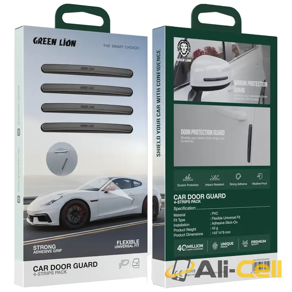 Green Lion Car Door Guard 4-Strip Pack - Black — 2