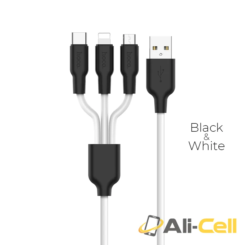 Cable USB to Lightning Micro-USB Type-C «X21 Silicone» charging wire (1.2m)