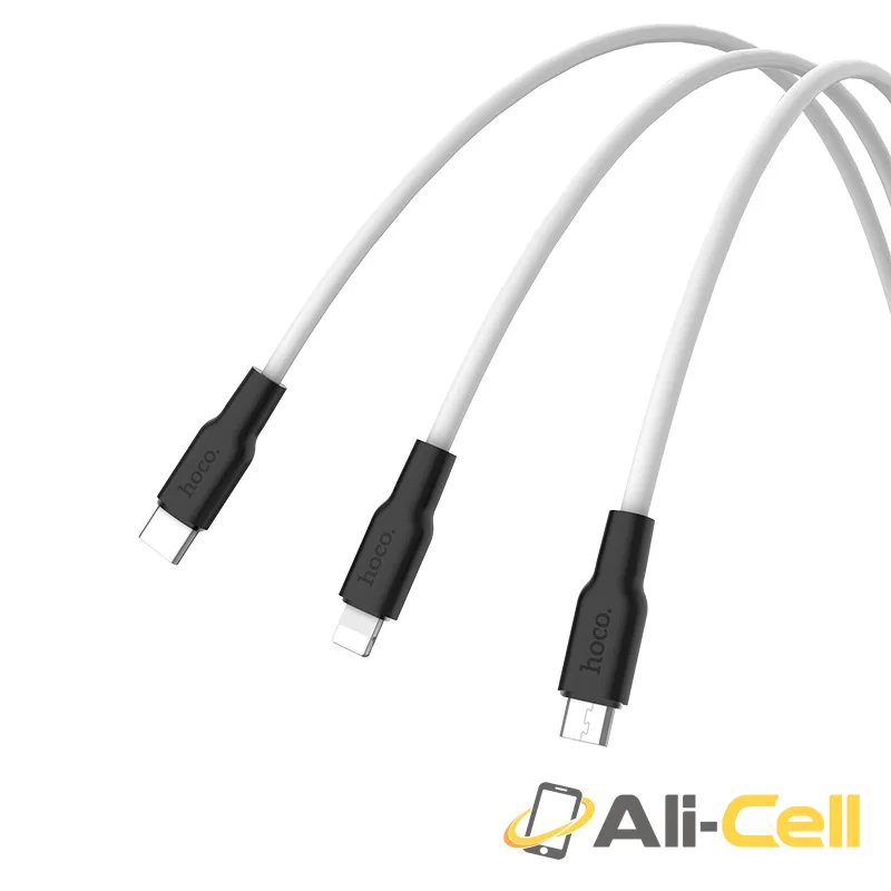 Cable USB to Lightning Micro-USB Type-C «X21 Silicone» charging wire (1.2m) — 3