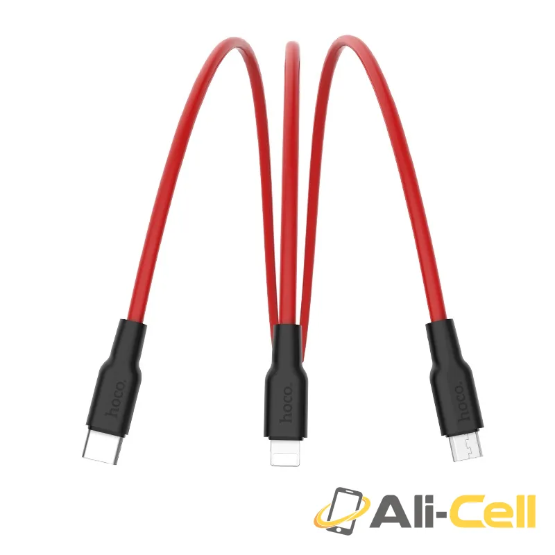 Cable USB to Lightning Micro-USB Type-C «X21 Silicone» charging wire (1.2m) — 4
