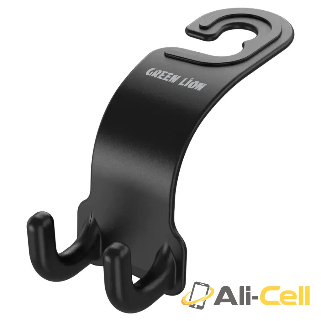 Green Lion Car Headrest Dual Hook Organizer - Black