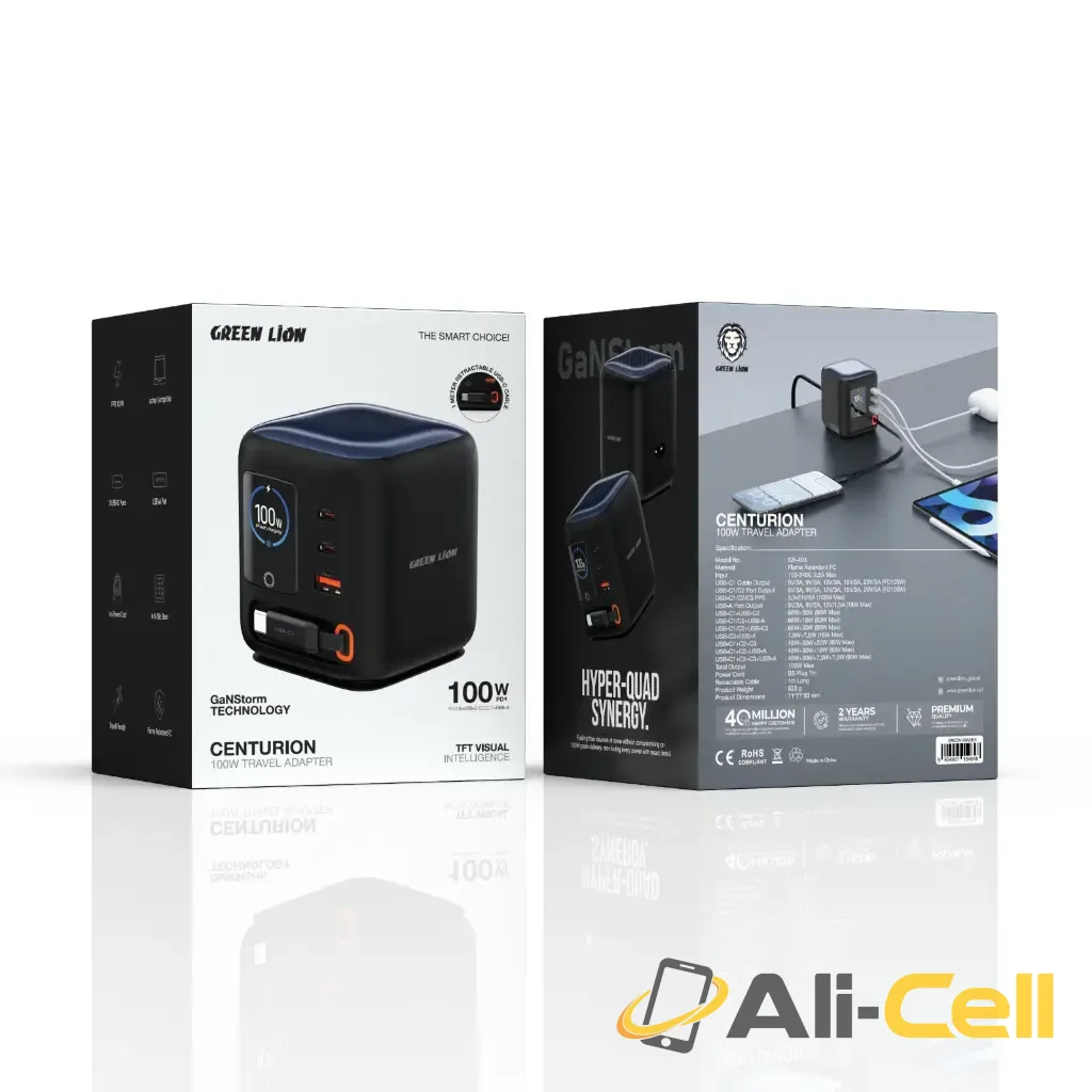 Green Lion Centurion 100W GaN Travel Adapter - Black — 2