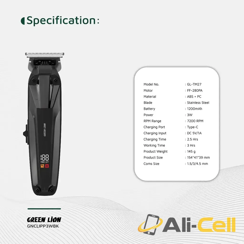 Green Lion Clip Master Professional Hair Clipper - Black — 2