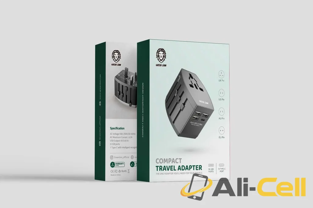 Green Lion Compact Travel Adapter - Black