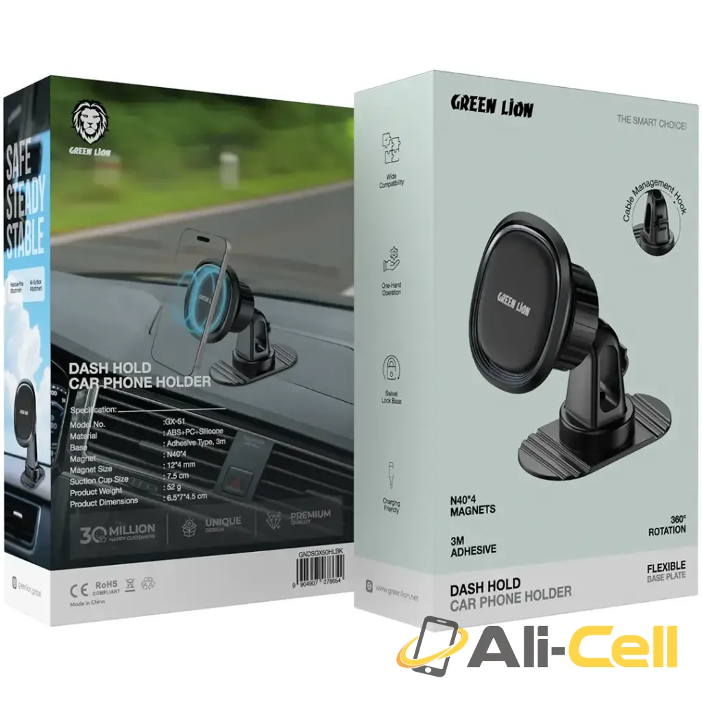 Green Lion Dash Hold Car Phone Holder - Black — 3
