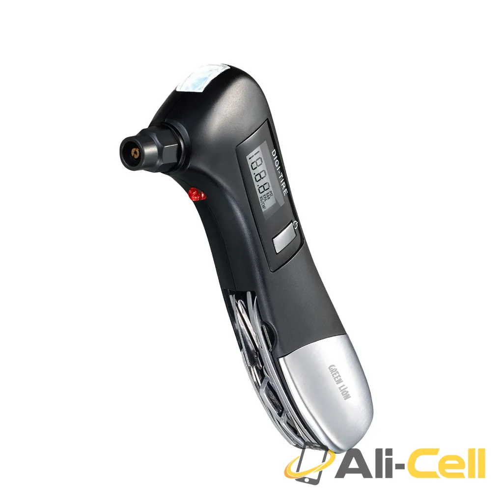 Green Lion Digital Tire Pressure Gauge 9 In 1 Rescue Tool - Black