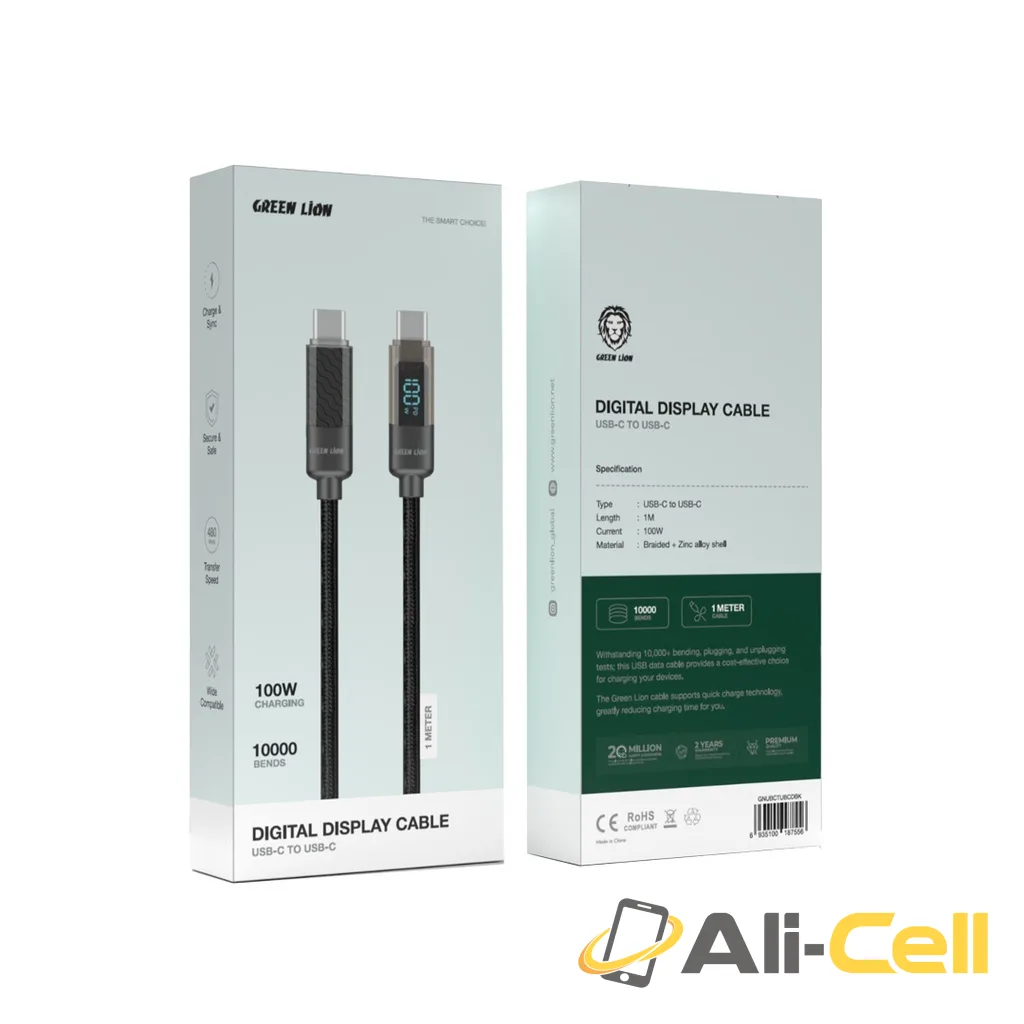 Green Lion Digital Display Cable USB-C to USB-C  - Black — 2
