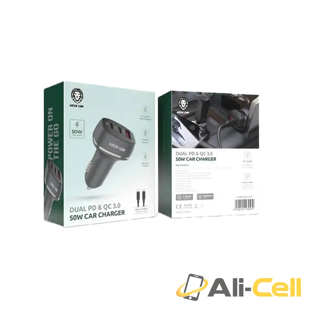 Green Lion Dual PD & QC 3.0 50W Car Charger - Black — 2