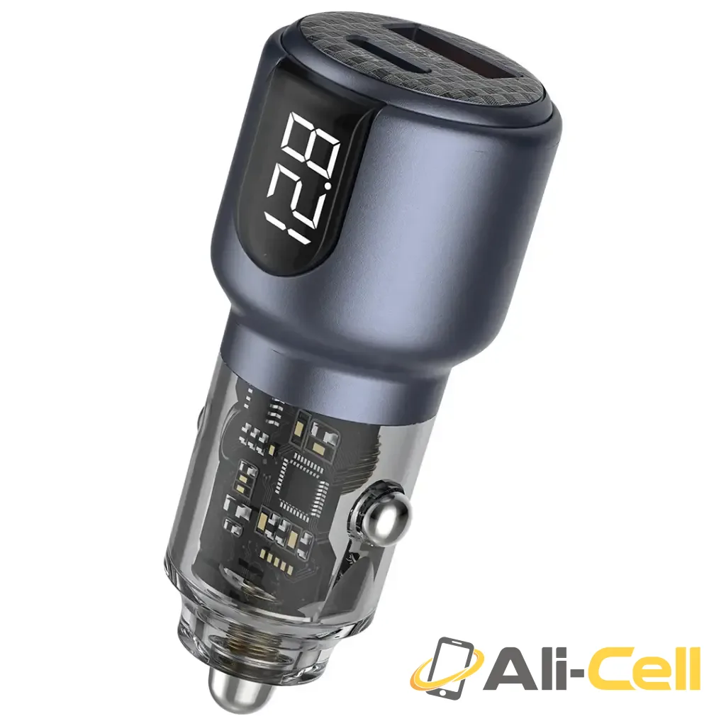 Green Lion Dual Port Car Charger PD + QC 75W - Gray
