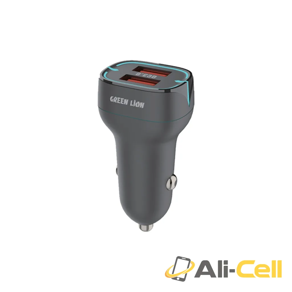Green Lion Dual Port QC3.0 Car Charger - Black