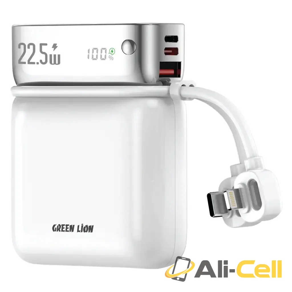 Green Lion Dyno 2-In-1 10000mAh Power Bank & Adapter - White — 3
