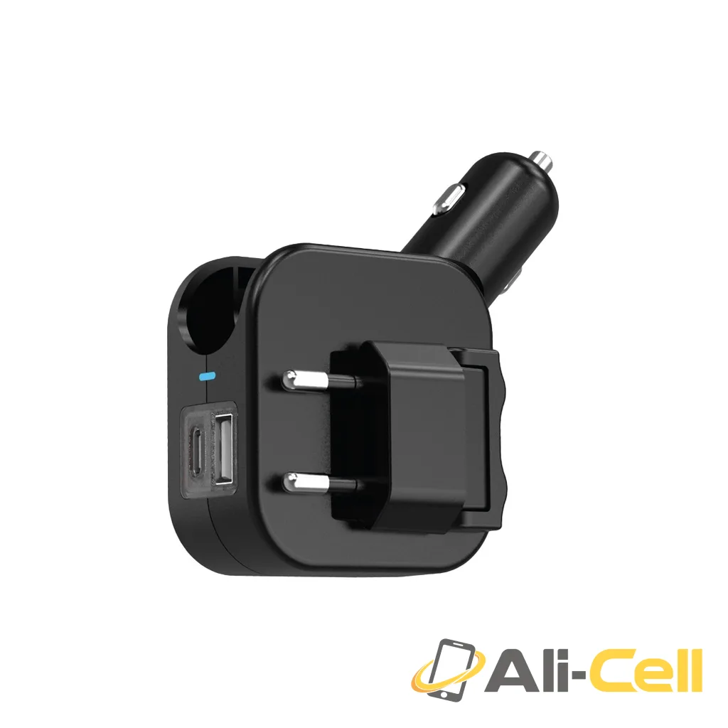 Green Lion Duo Power Car and Wall Charger - Black