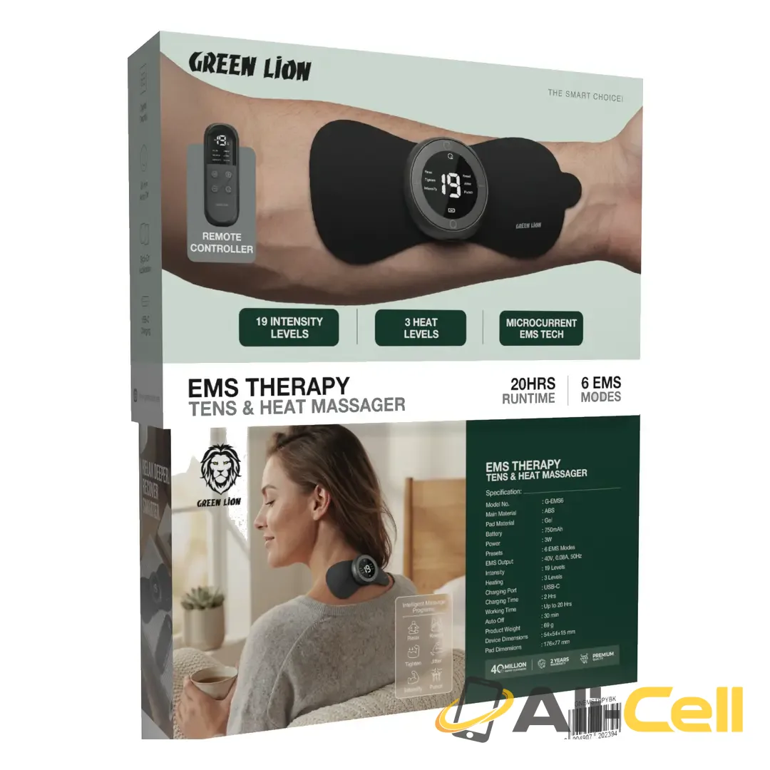 Green Lion EMS Therapy Tens & Heat Massager - Black — 3
