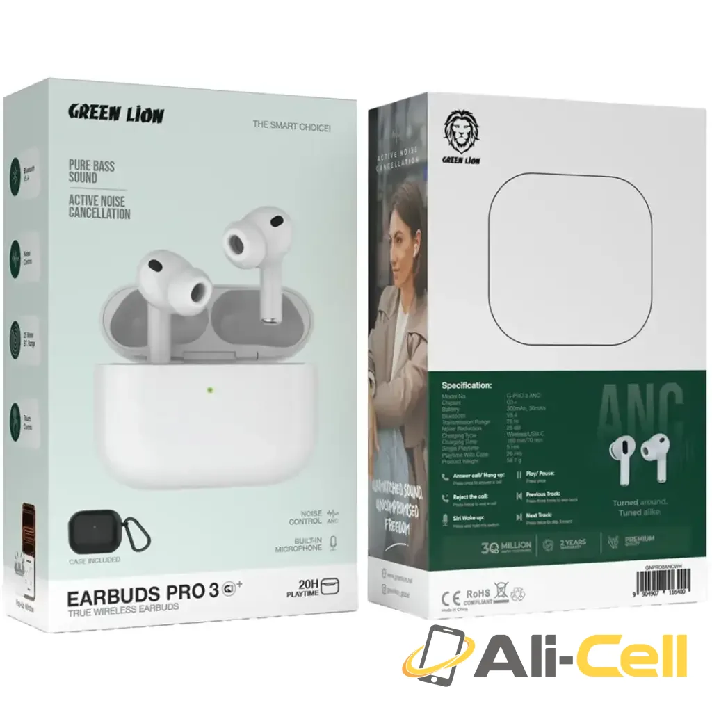 Green Lion Earbuds Pro 3 True Wireless Earbuds - White — 3