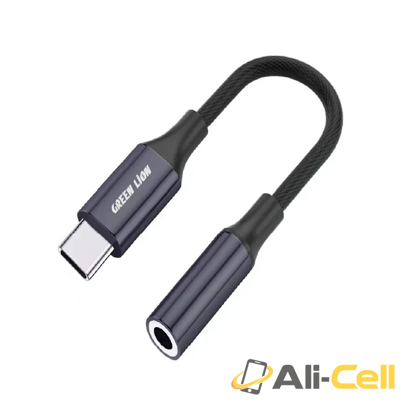 Green Lion Earphone Adapter Type-C to 3.5mm Audio Cable (12cm) - Gray