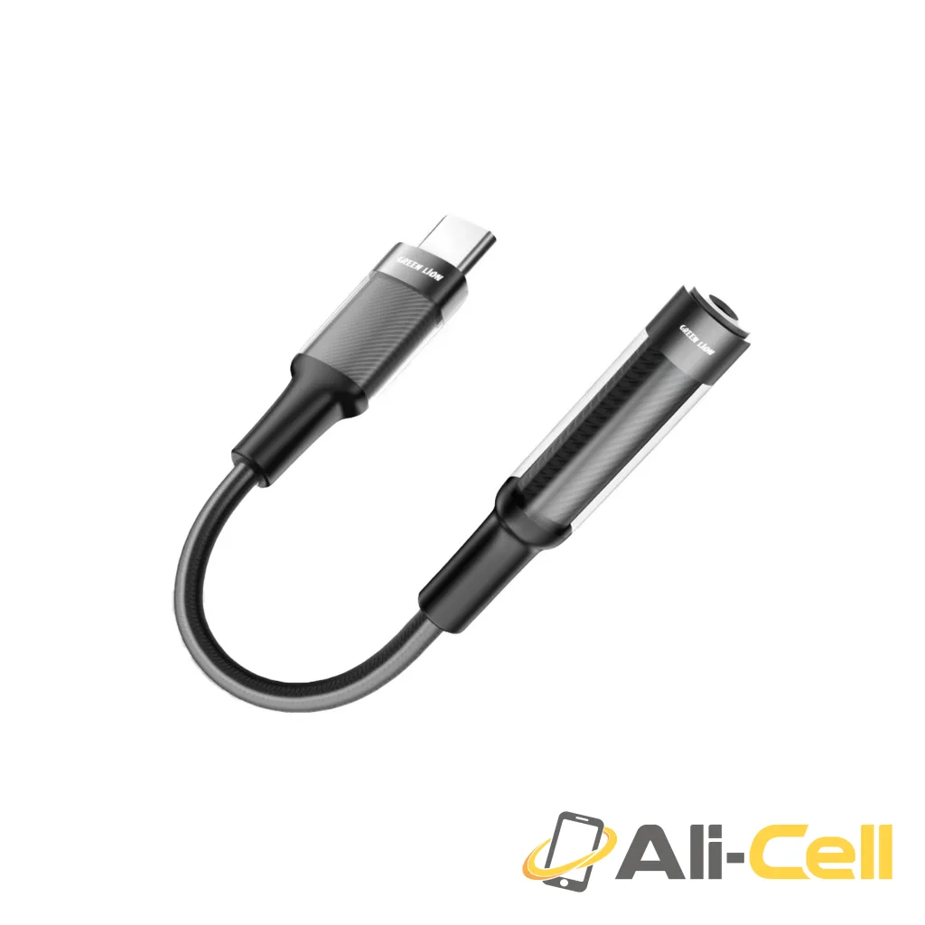 Green Lion Earphone Adapter USB-C to 3.5 Aux 12CM - Black