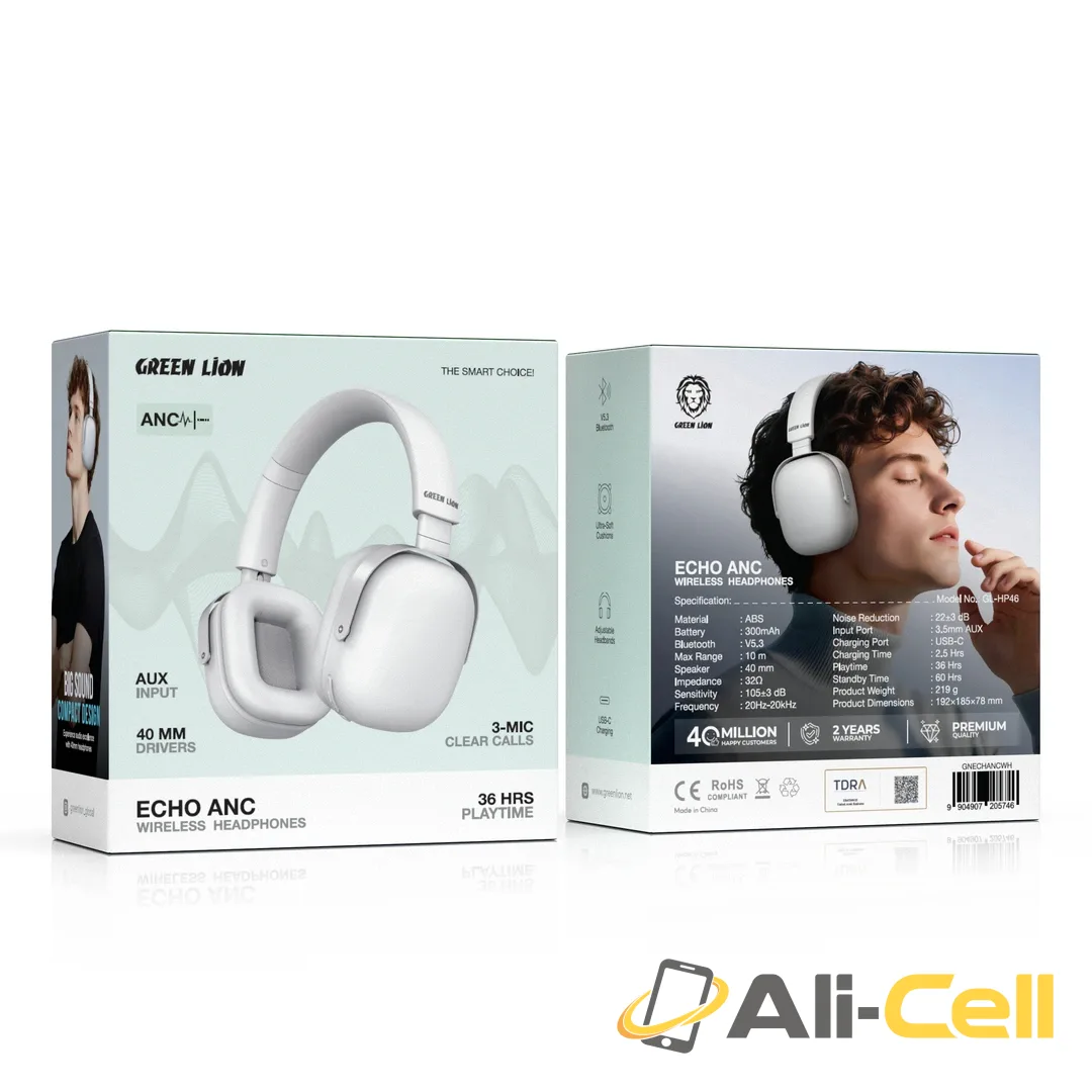 Green Lion Echo ANC Wireless Headphones - White — 2