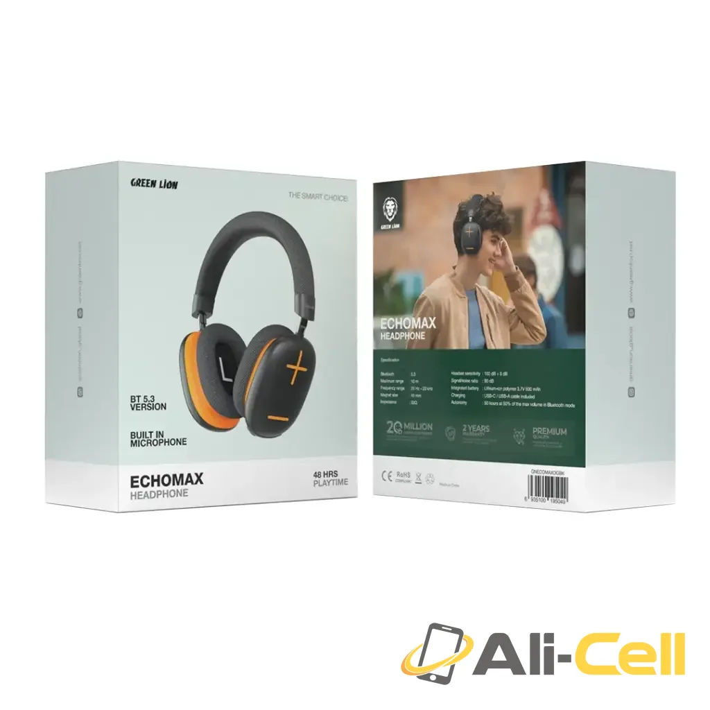 Green Lion EchoMax Headphone - Black & Orange — 2